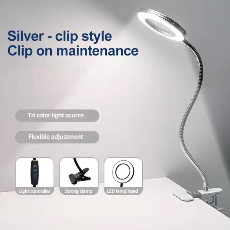 3-color LED Desk Lamp, a Flexible Glass Desk Lamp That Fits In, Is Used for Home Reading, Repair, Beauty and Examination