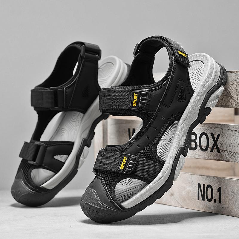 Fashion Summer Men Sandals Genuine Leather Mens Casual Shoes Outdoor Men Leather Sandals for Men Beach Shoes Roman Shoes