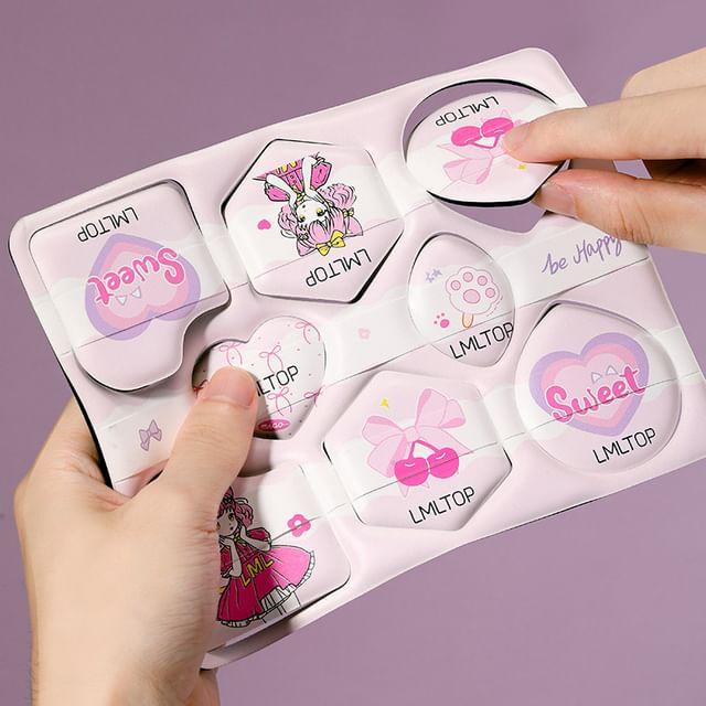 YOUSHA - Set of 8: Cartoon Print Powder Puff (Various Designs) Pink