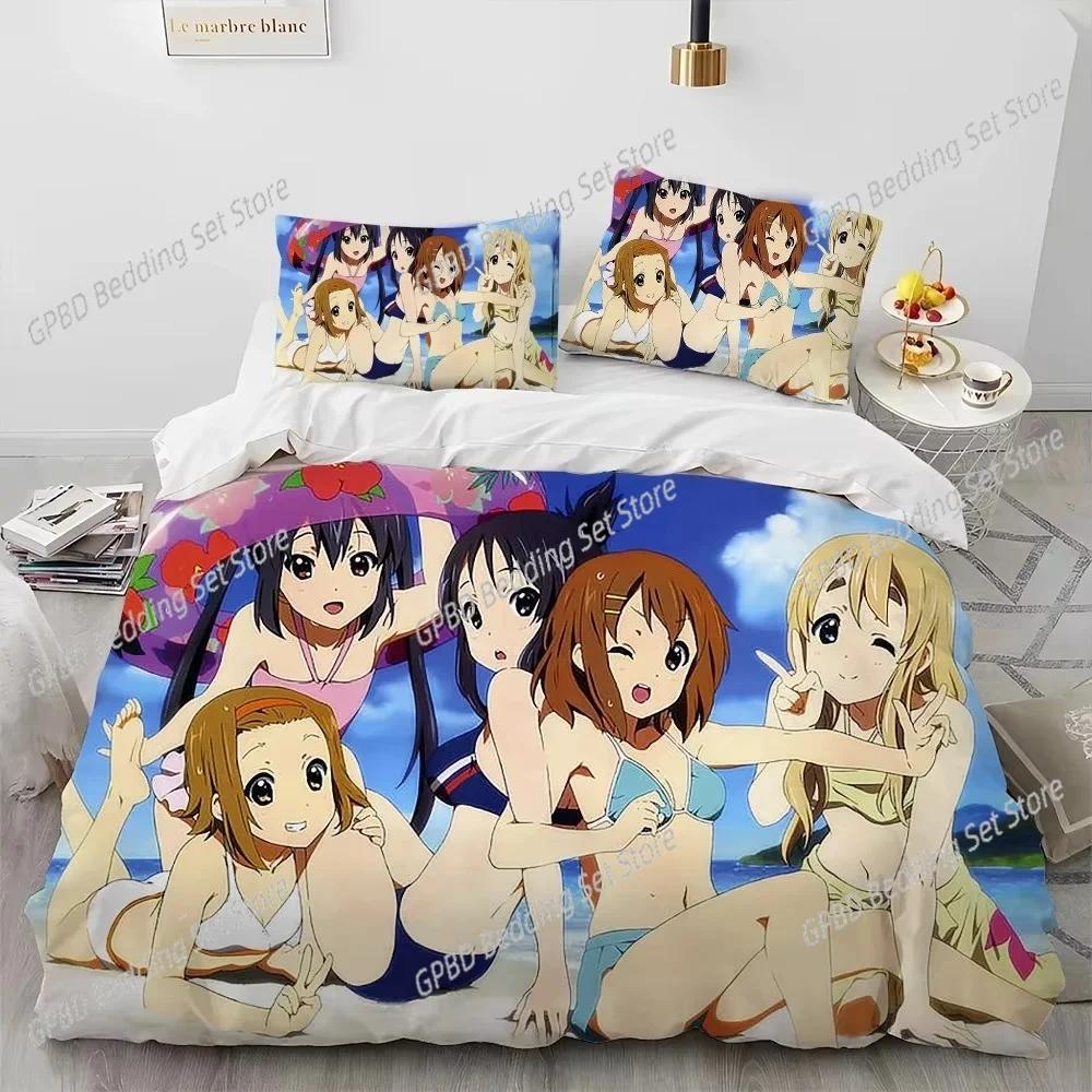 Comforter K-On Kawaii Girls Anime Bedding Set 3D Printed Suitable For Bedroom Kids Home Textile