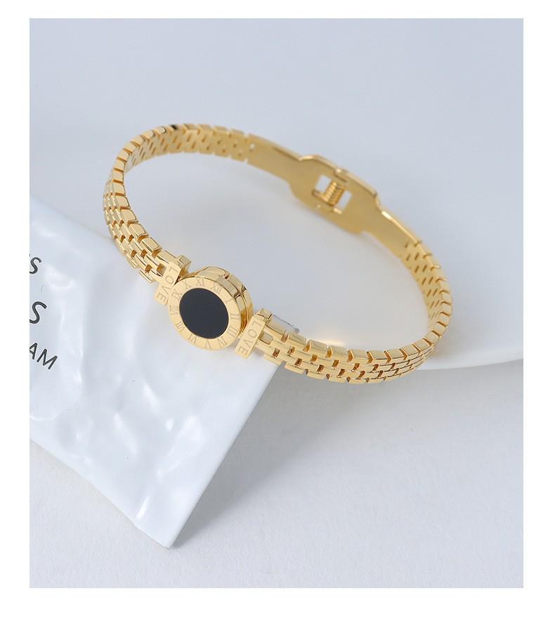 Rose Gold Roman Numeral Titanium Steel Bracelet for Women – Elegant, Versatile & Vintage European-American Style