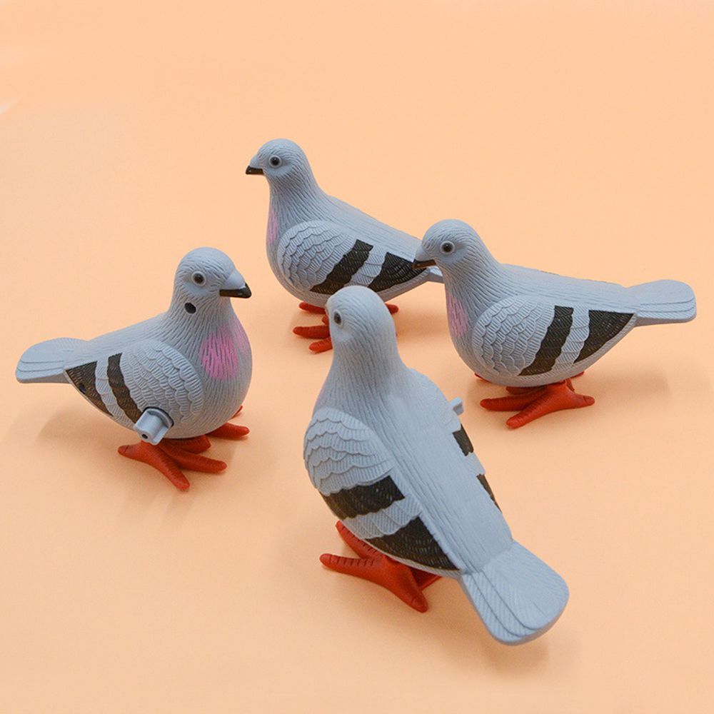 Pull Back Pigeon Animal Model Artificial Feather Figurine Pigeon Clockwork Toys Wind Up Toys