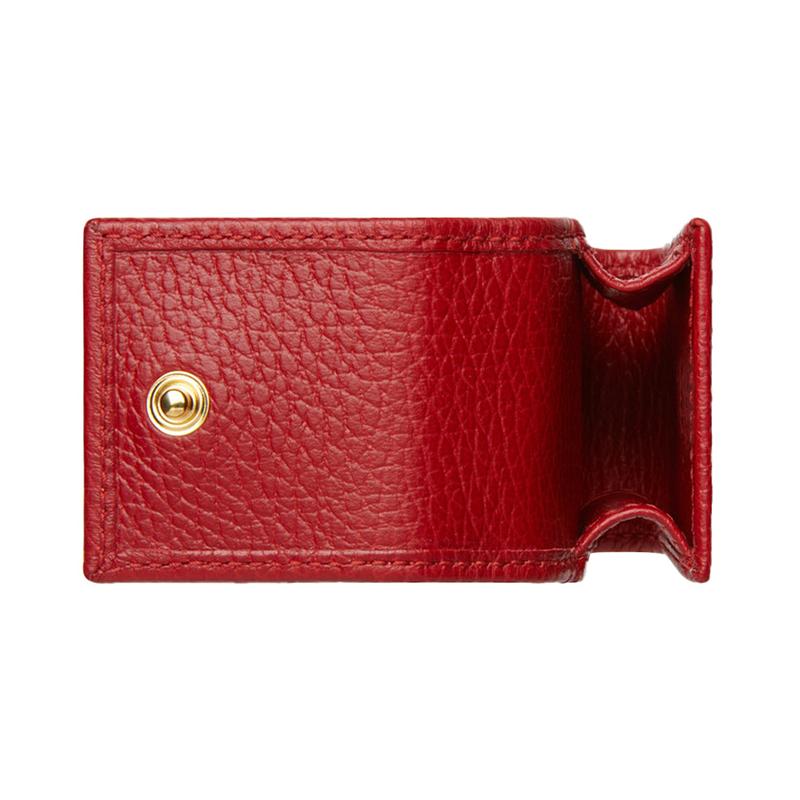 Gucci Marmont Gold Label Logo Leather Charm Key Case Wallet Women's Red