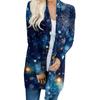 Women's Fashionable And Casual Christmas Printed Mid Length Cardigan Long Sleeved Jacket