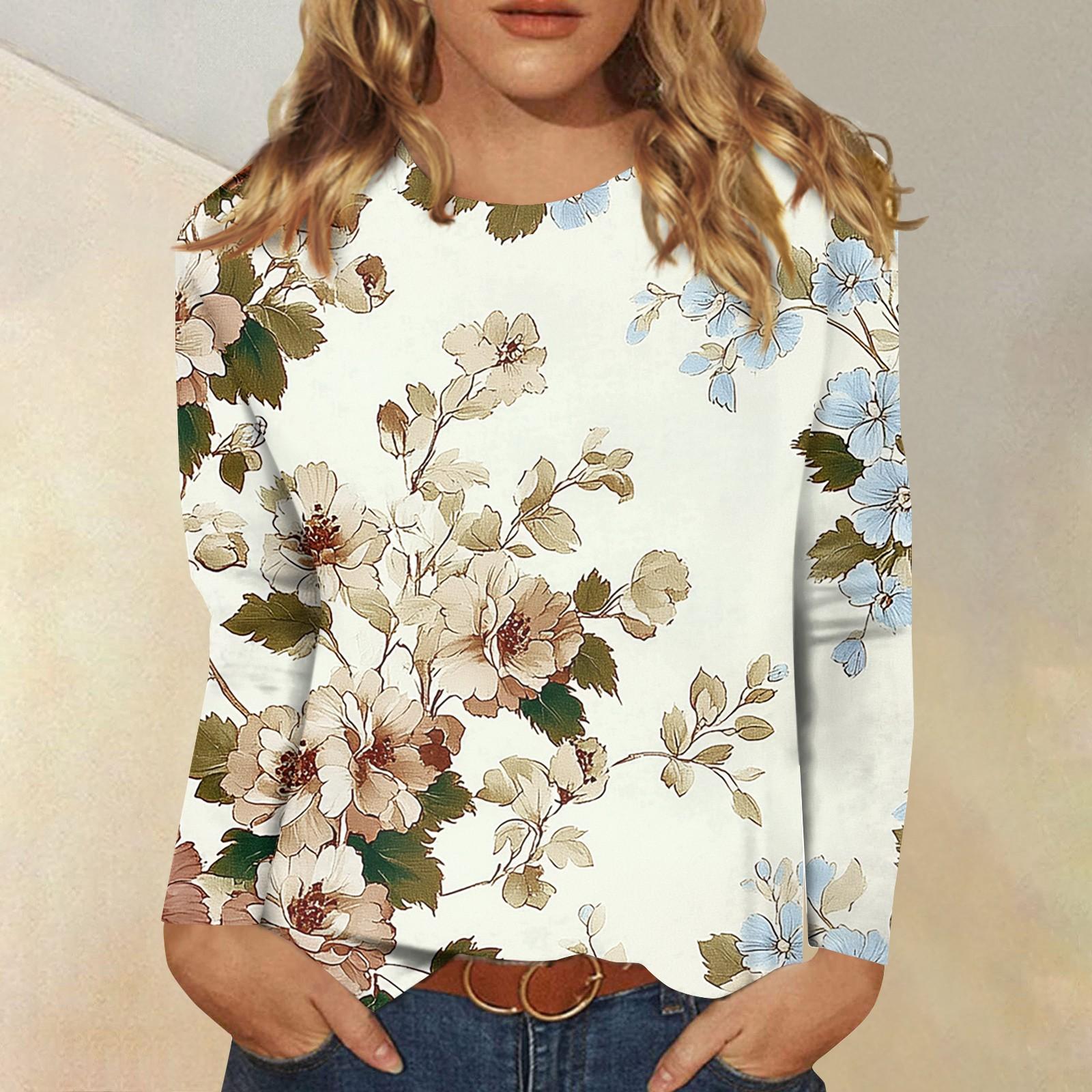 

Женская модная повседневная футболка с круглым вырезом и длинным рукавом с принтом, топ XL белый