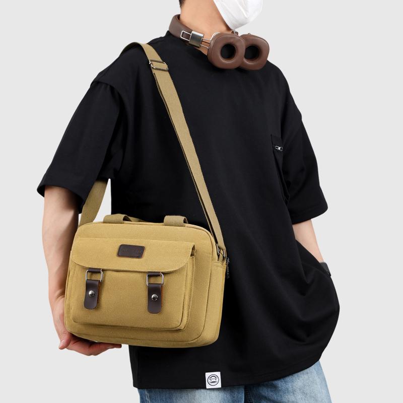 Retro Canvas Messenger Bag for Men – Oversized Crossbody Sling with Anti-Theft Pocket, Perfect for Business Trips & Hiking
