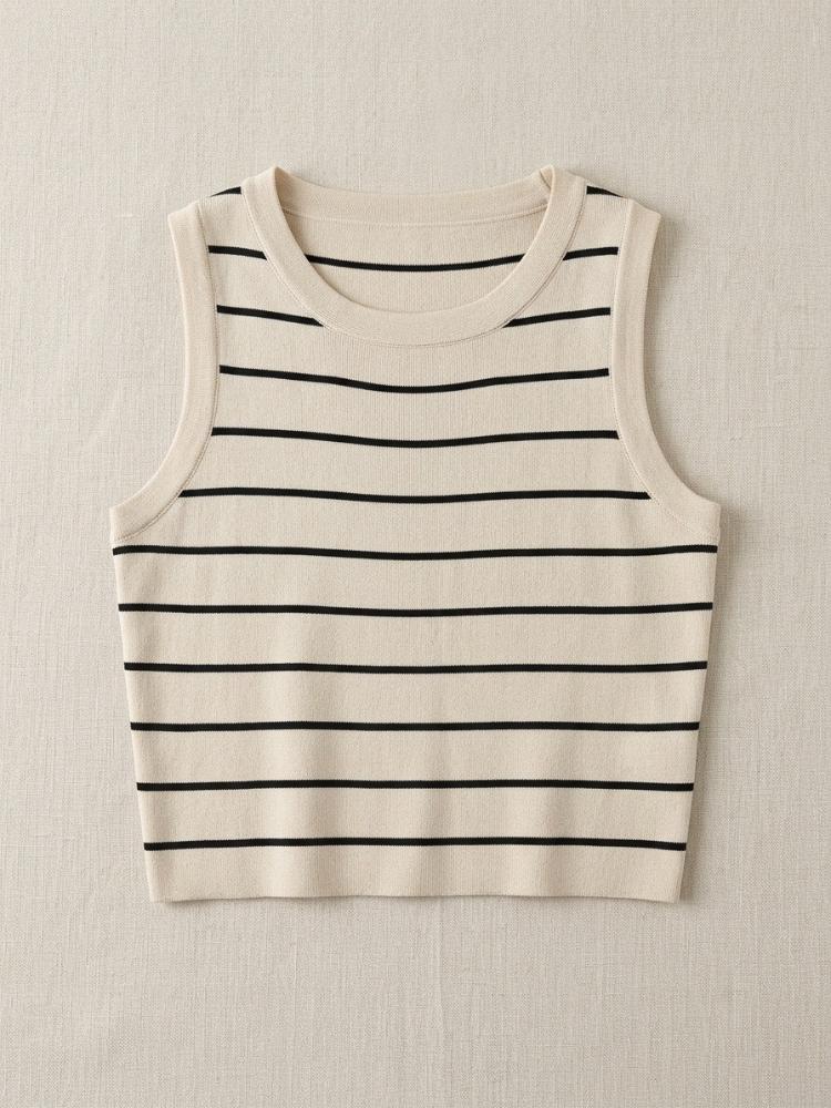 Stripe Women Knitted Tank Top Summer Fall Slim Sweater Short Sleeveless Solid Spring Autumn Sweaters Pullovers 2026