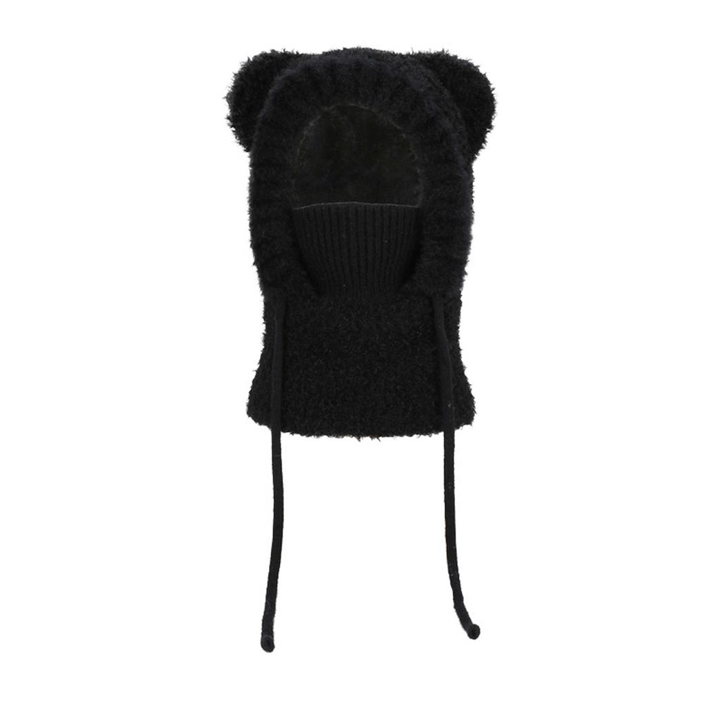 Children's Plush Warm Ear Pullover Hat With Plush Mask And Neck