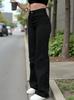 Black Washed Elastic Straight-Leg Women's Jeans