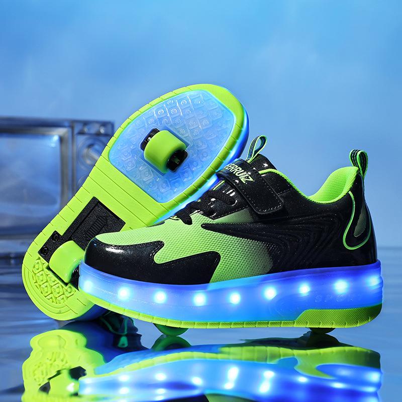 Two Wheels Children's Led Light Roller Skate Shoes For Kids Boys Girls Luminous Sneakers Skateboard USB Charging