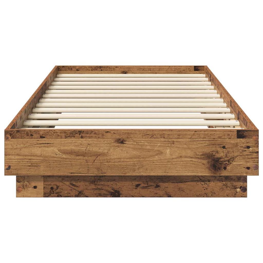LED Bed Frame in Rustic Wood Look 80 x 200 cm Engineered Wood