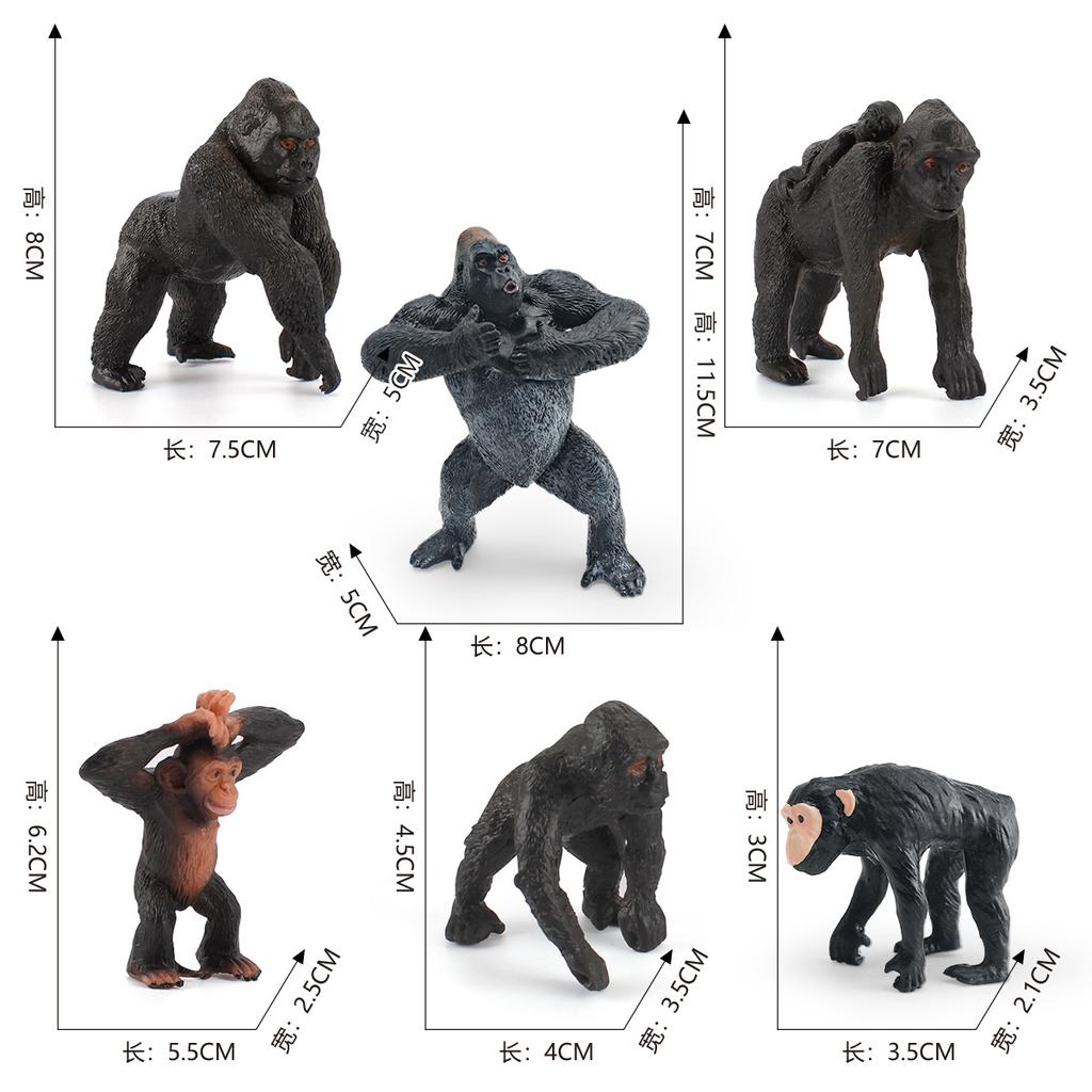 Giocattolo modello zoo in piedi di scimpanzé e gorilla