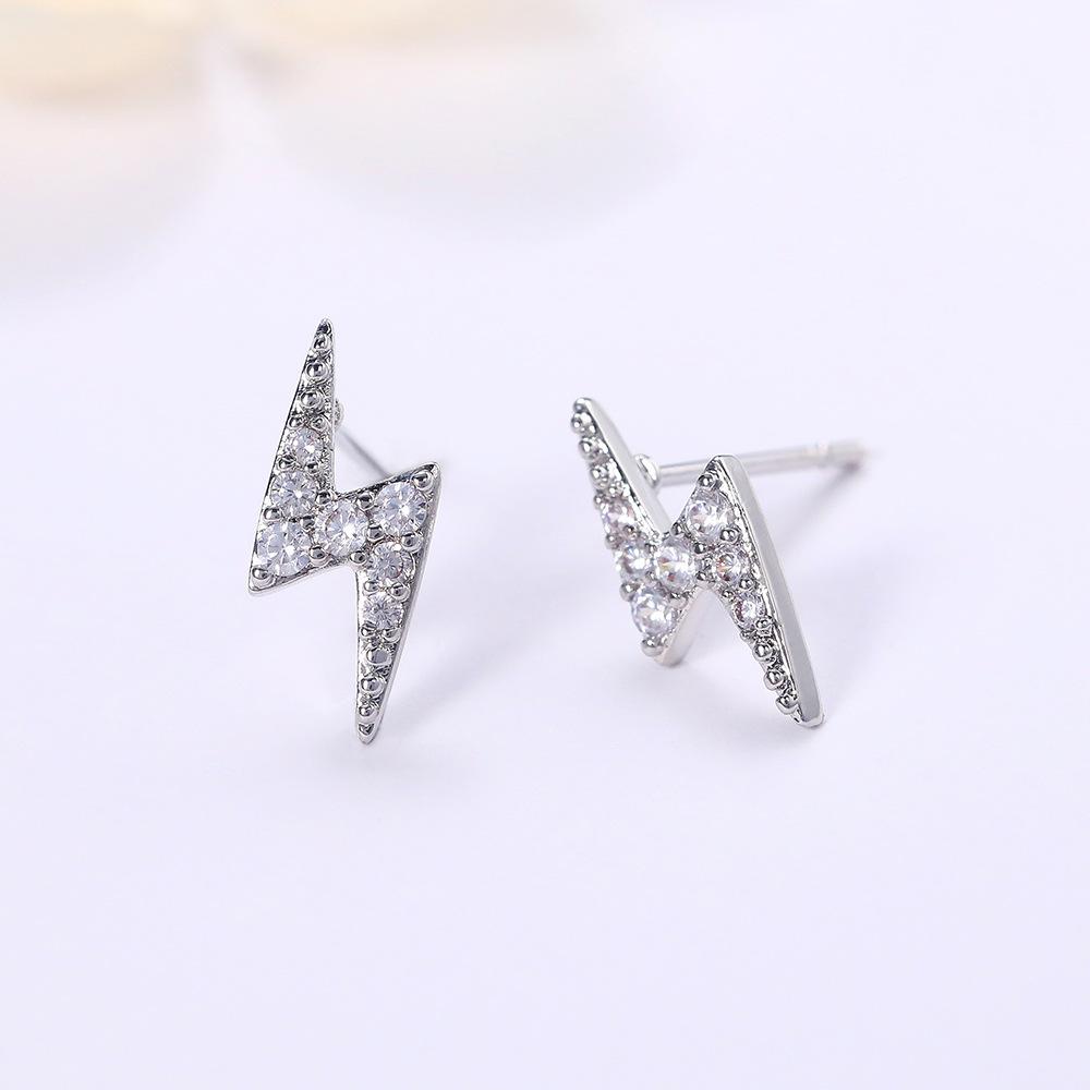 European and American simple mini earrings, mini lightning zircon stud earrings for women, simple temperament student earrings