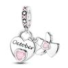 Original 925 Sterling Silver Charms Bead Birthday Month Heart Birthstone Angel Pendant Fit Original Bracelet For Women DIY Gift