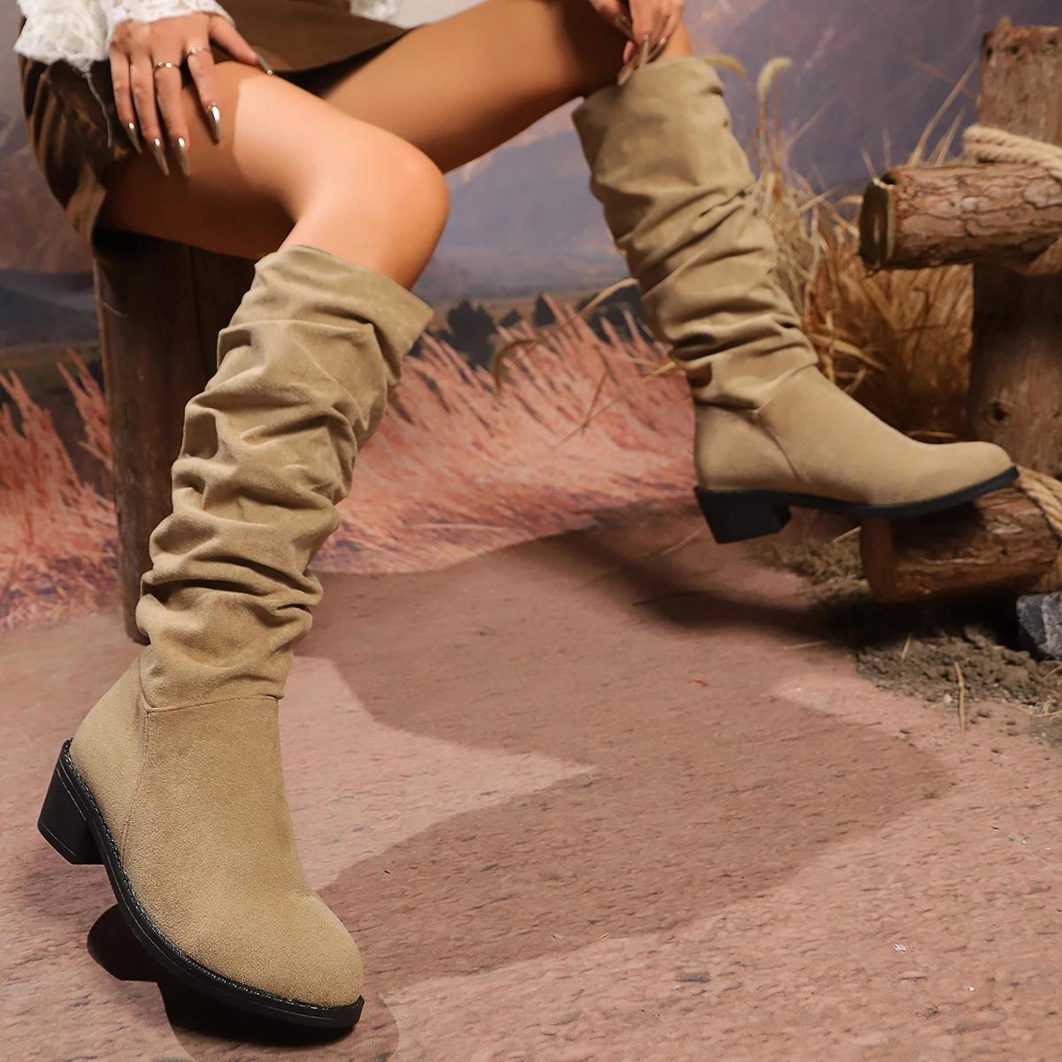 

Женские ботильоны зимние повседневные мягкие роскошные туфли для женщин модные прочные удобные длинные ботинки женские Botas De Mujer 35 хаки