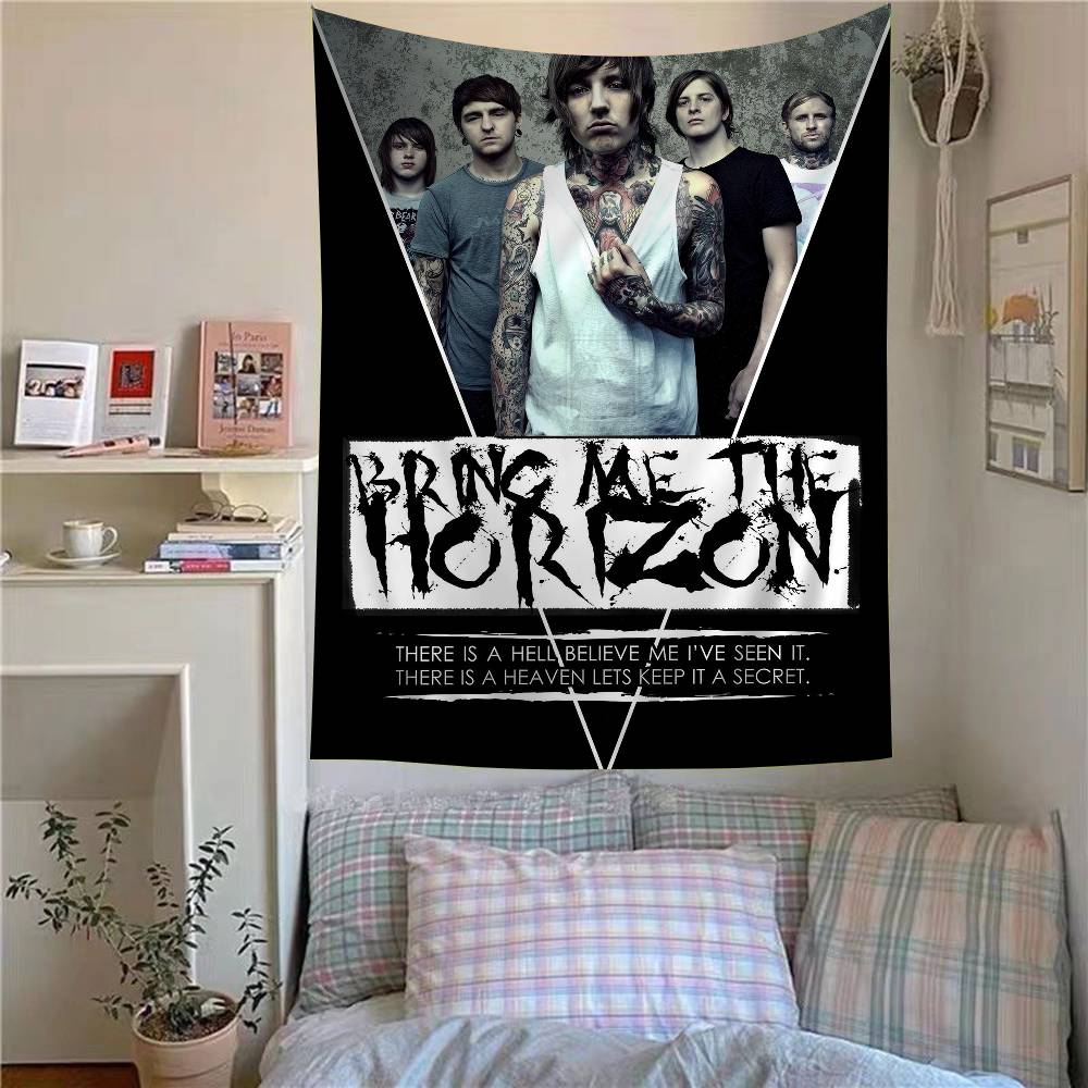 BBring Me The HHorizon Anime Tapestry Hanging Tarot Hippie Wall Rugs Dorm Home Decor