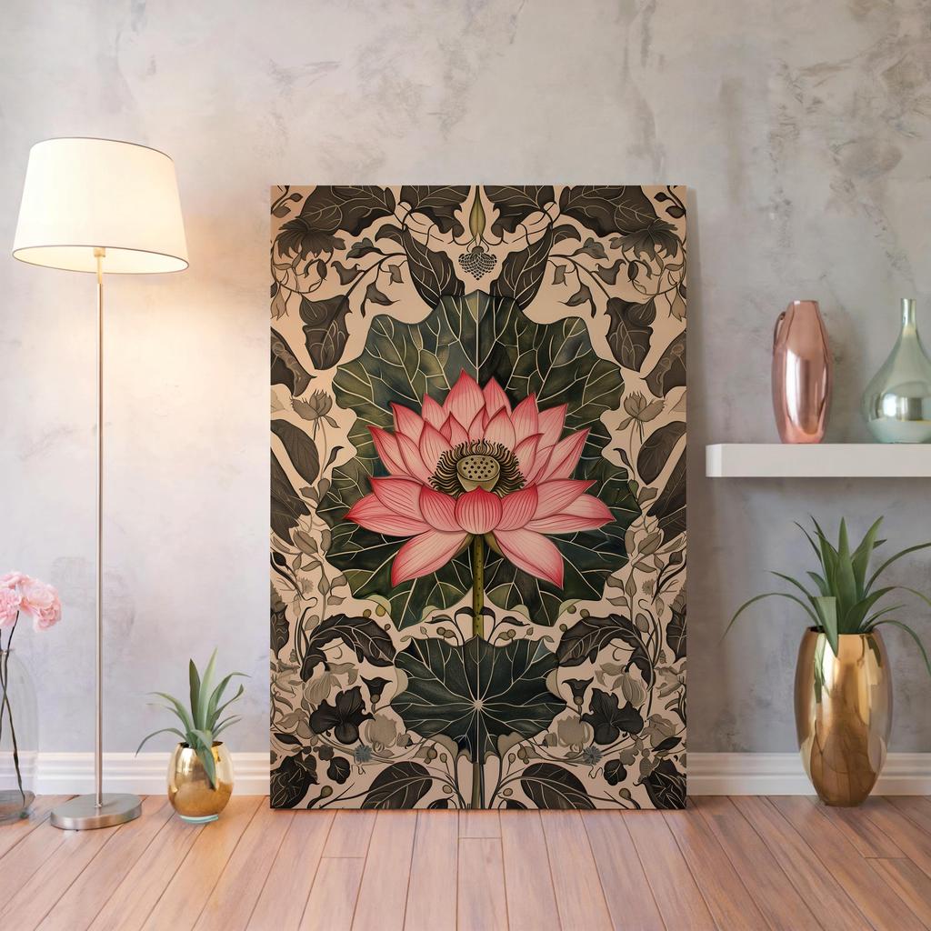 Modern Classic Flowers Pink Lotus Lndian Art Retro Posters Prints Canvas Painting Wall Art Picture Living Room Home Decor