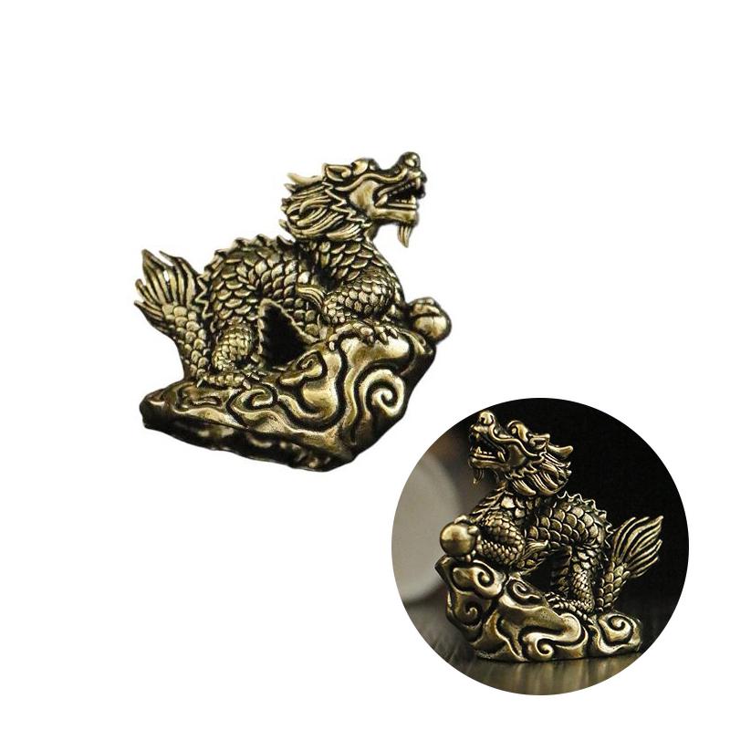 Exquisite Design Antique Dragon Statue Ornament Zodiac Animal Brass Crafts Feng Shui Decoration Office Figurines