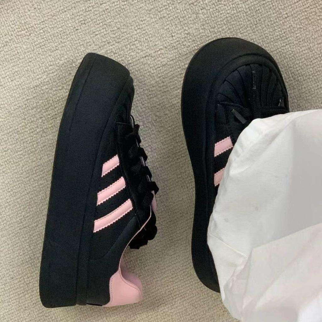 Shell big head doll board shoes three bars thick sole spring and autumn black panda casual explosion muffin white shoes