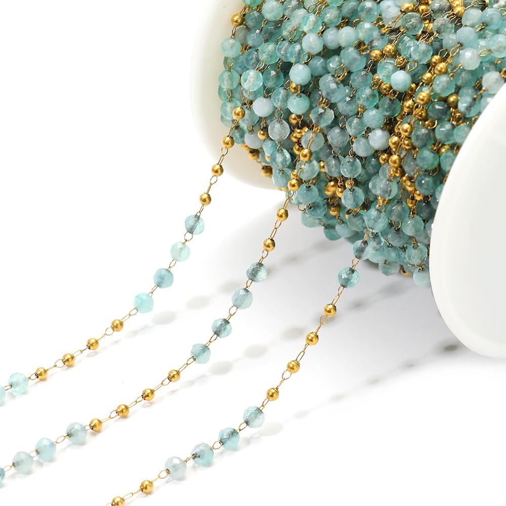 1 Meter Stainless Steel Beaded Triangle Glass Crystal Chains for DIY Jewelry Findings Necklace Bracelet Supplies Earrings Making
