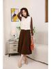 Temperamental Elegant High-Waist Woolen Pleated Skirt - Women's Mid-Length Swing Skirt