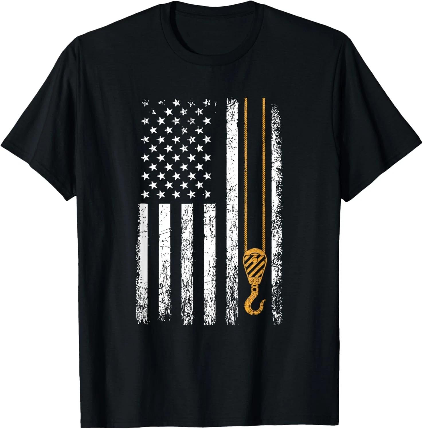 Crane Operator American Flag_ Crane Operator T-Shirt Gift Unisex T-Shirt 2XL