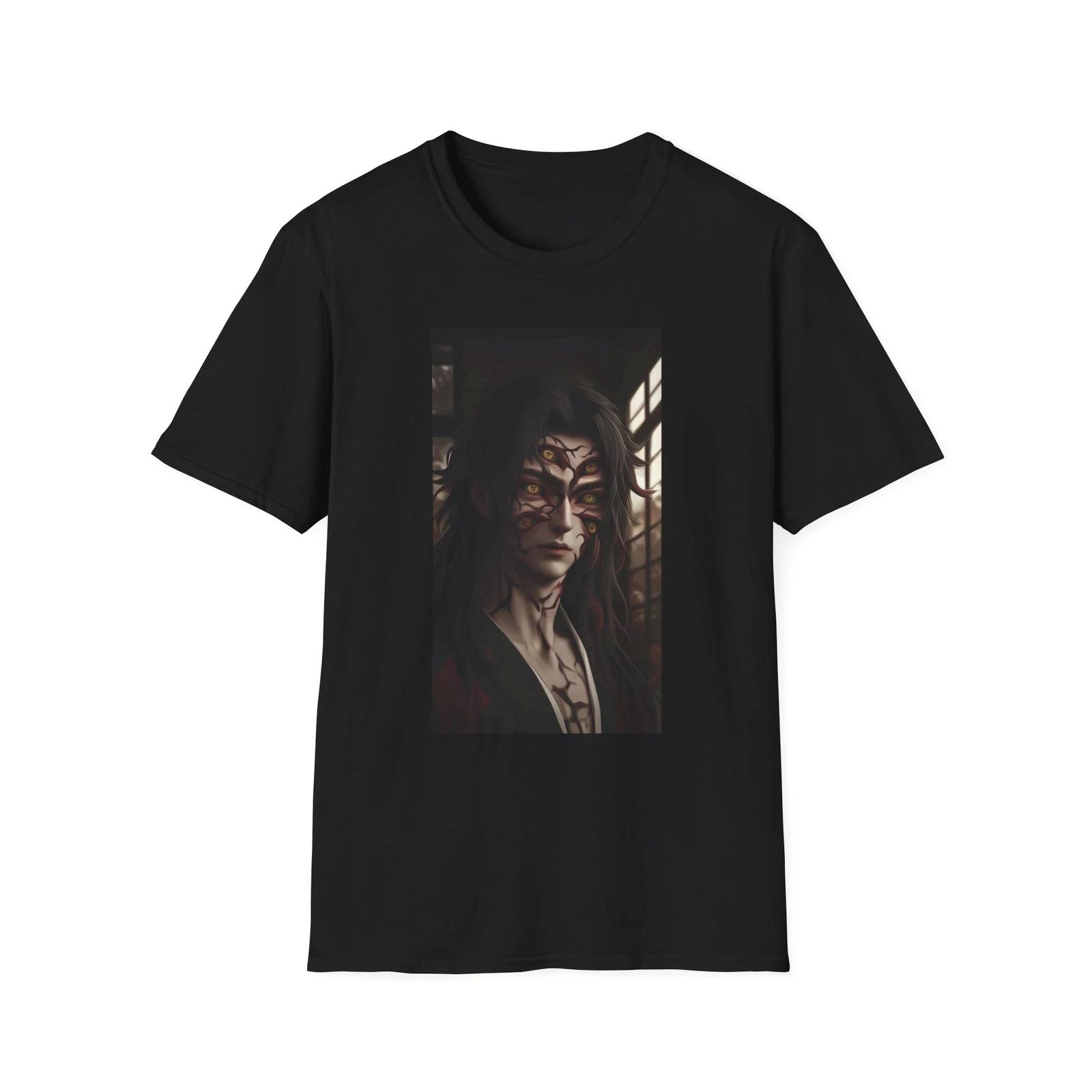 Anime Soft T-Shirt, KnY Kokushibo Realistic 1, Unisex JL Anime Front Printed 100