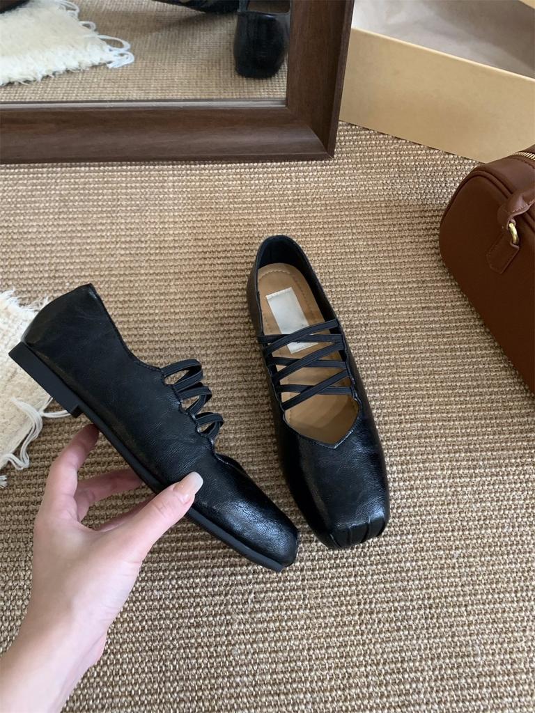French Flat-soled Retro Brown Mary Jane Evening Shoes Single Shoes Women's Shoes 2025 Spring Soft-soled Black Commuter Shoes