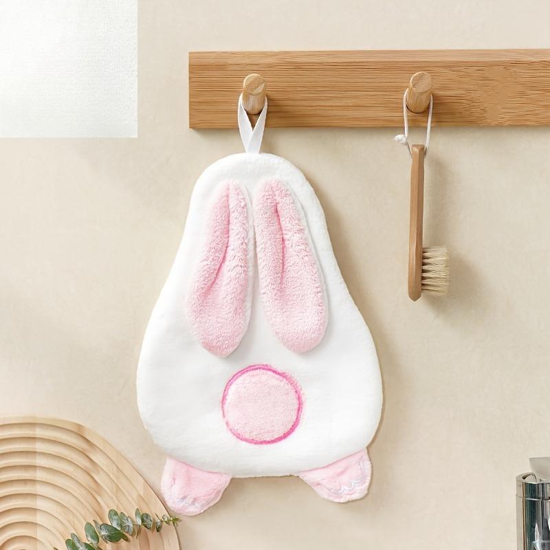 1pc Hand Towel Made of Soft Coral Features a Charming Cartoon Rabbit Design,Is Thick And Absorbent,for Both The Bathroom Kitchen