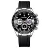 Quartz Watch for Men Silicone Strap Moon Phase Date Chronograph Dial Waterproof Sports Fashion Business Men's Wristwatch
