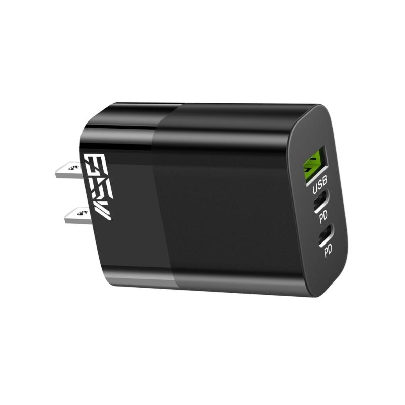 Fast Speed 65W Power Delivery Charger Head With Double Type C+USB A Port Lightweight Travel Friendly Adapter