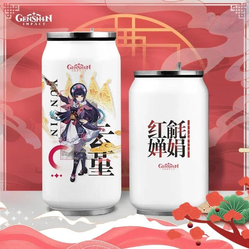 Anime Genshin Impact Thermos Bottle Stainless Steel Coffee Mup Zhongli Klee Portable Water Cup Drinking Bottle Thermos Flask