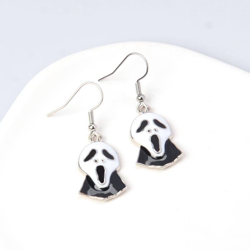 New Cute Cartoon Halloween Earrings Metal Oil Drop Ear Hooks Personalized Fun Stud Earrings Accessories