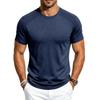 Men's Quick Dry Short Sleeve T-Shirt Athletic Round Neck Cotton Linen Breathable for Gym Running Training