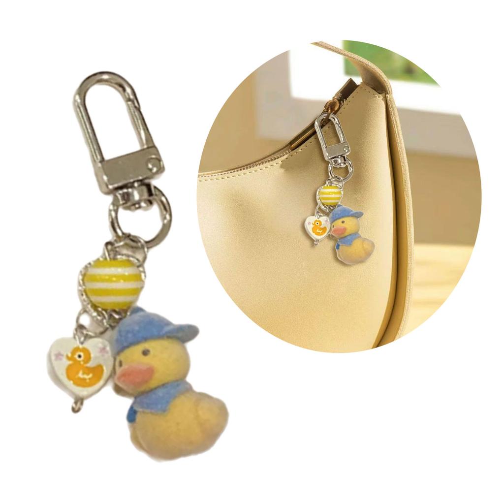 Flocking Yellow Duck/Cat/Koala/Dog Keychain Comfortable Feel Animal Animal Pendant Keyring Accessory for Bags and Phones