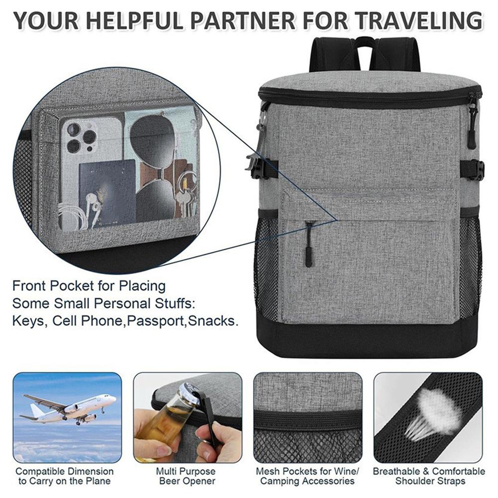 17L 30 Cans Cooler Backpack Large Capacity Thermal Backpack Cool Warm Insulated Backpack for Camping Hiking Picnic