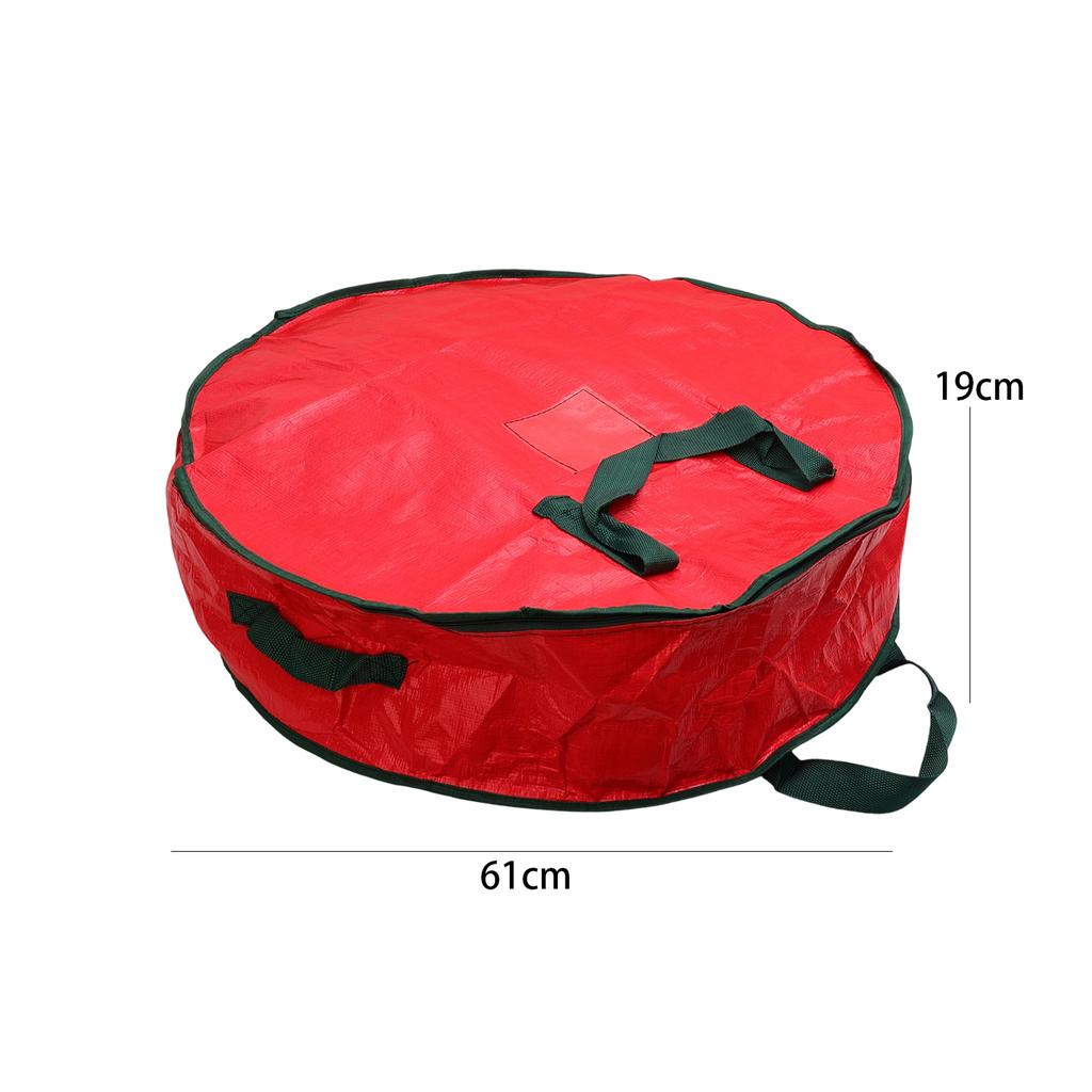 Christmas Wreath Storage Bag Waterproof Dustproof with Handles Round Storage Bag Home Xmas Party Garland Portable Zipper Pouch