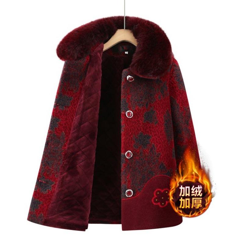 Grandma Mink Fleece Coat Fleece Thickened Medium Elderly Winter Padded Jacket Women's Clothes Mom Mother-in-law Autumn Jacket