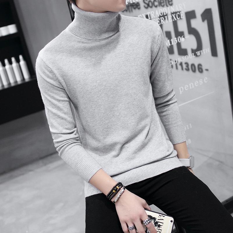 Frühling und Herbst Trendy Herren Rollkragenpullover Herbst und Winter Schlanke einfarbige Oberteile Hemden Übergröße Oberteile für Männer M-3XL