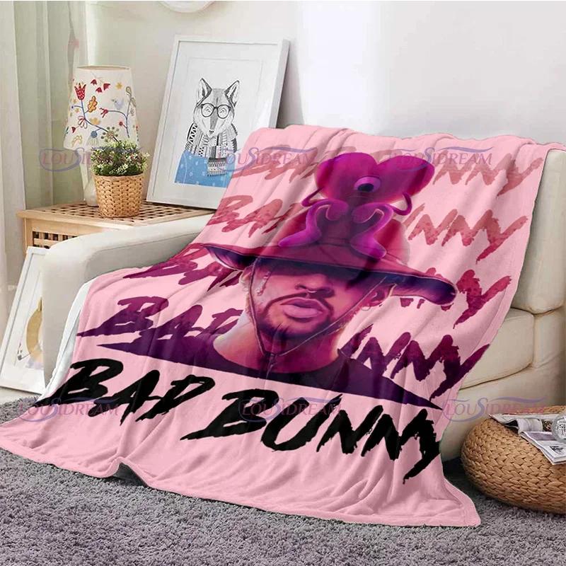 Karikatür Kötü Tavşan Battaniye Flanel Battaniyeler Pop Latin Müzik Sıcak Peluş polar şal battaniye Yetişkinler için Kanepe Yatak Tüm Sezon