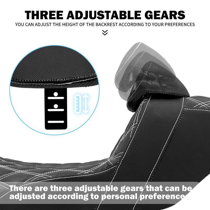 Motorcycle Two-Up Front Rear Driver Passenger Seat With Driver Backrest Cushions For Harley Touring Electra Glide FLTRX 09-2023