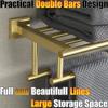 SUS 304 Stainless Steel Towel Rack Practical Double Bars Towel Shelf Household Bathroom Wall Mount Holder