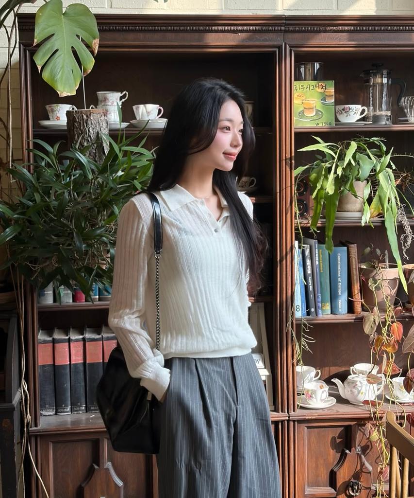AHWE Mohair Blend Slim Polo Knit_Ivory