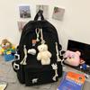New Backpack with Cute Bear Plush Pendant and Cartoon Pins Large Capacity School Bag for Teen Girls Student Travel