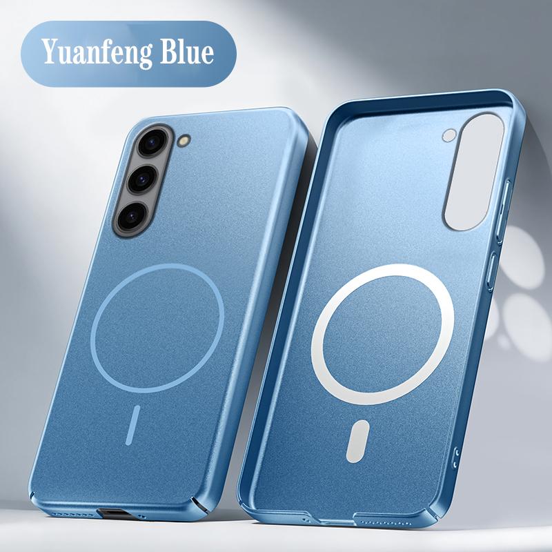 Ultra Thin Metallic Paint Magnetic Case For Samsung S25 S24 S23 S22 Ultra Plus For Magsafe Wireless Charging Armor Hard PC Cover