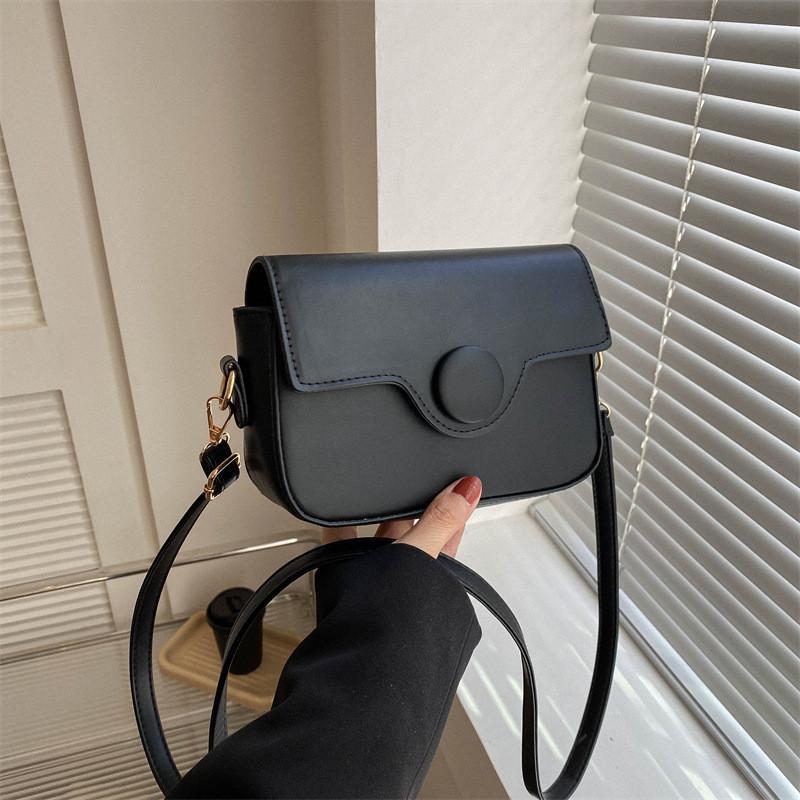 Stylish Spring Women's Pu Small Square Handbag Trendy Versatile Shoulder Bag In Black White Khaki Rosy Orange