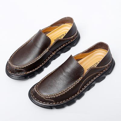 Chaussures pour hommes en cuir véritable Chaussures décontractées pour hommes antidérapantes Mocassins respirants Baskets faites main Nouvelles chaussures plates confortables pour la conduite