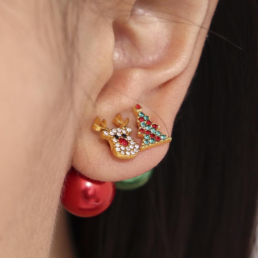 18K Gold-Plated Zircon Enamel Earrings Set