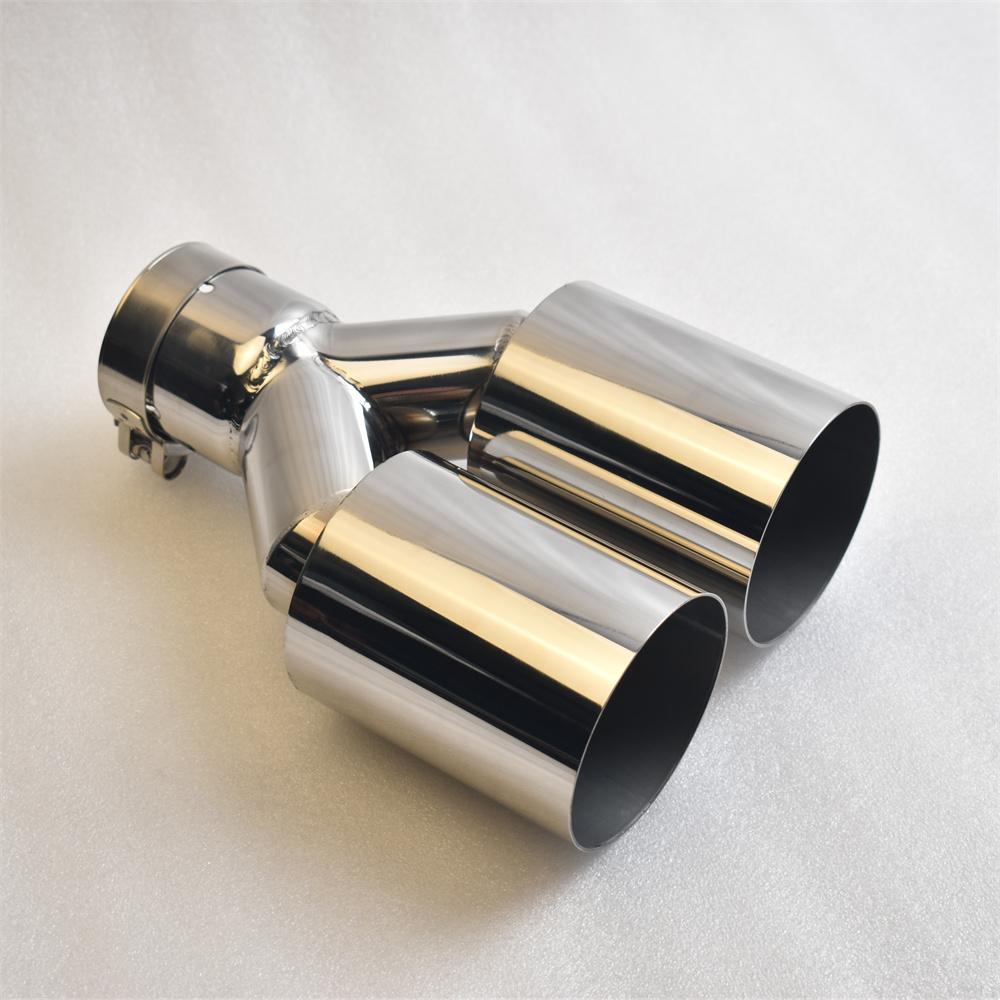 Dual Exhaust Tip 2.5 Inch Inlet To 3.5" Outlet 10" Length Exhaust Tailpipe Tip, 304 Stainless Steel Double Layer Staggered