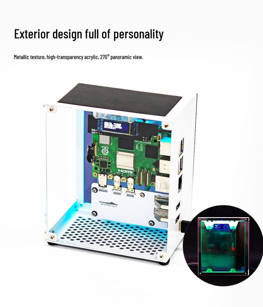 Raspberry Pi 5 Sea View Case: Non-Aluminum Protective Shell with PCIe M.2 SSD Support